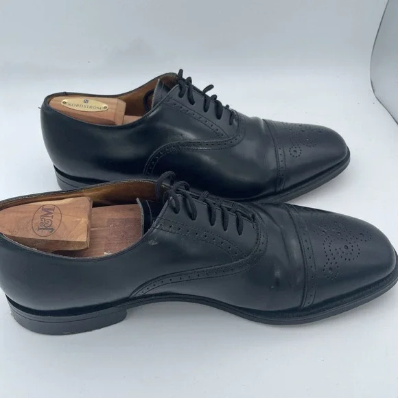 William Chatsworth Black Wing‎ Tip Vintage Dress Shoes Made England 11D